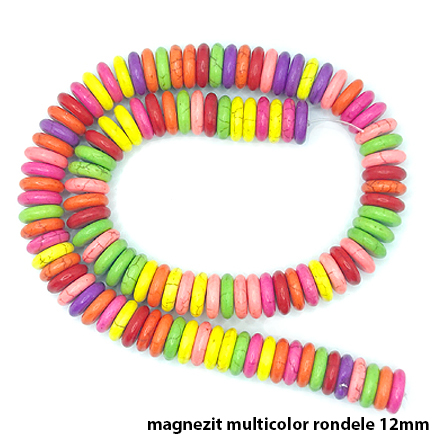 Magnezit multicolor rondele nefatetate 12x4mm margele sirag 38cm