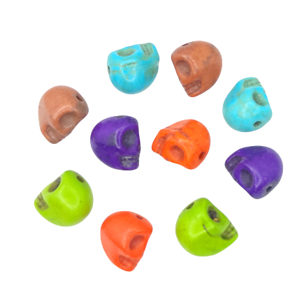 Margele magnezit multicolor craniu 10mm 10 bucati