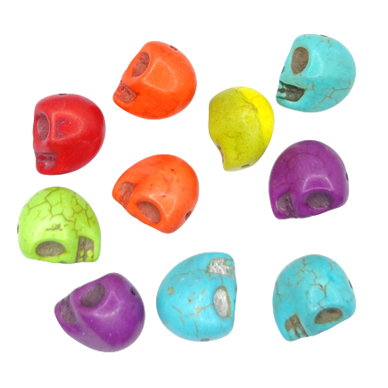 Margele magnezit multicolor craniu 18mm 10 bucati