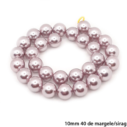 Margele perle tip Majorica lila cafeniu 10mm sirag 40cm