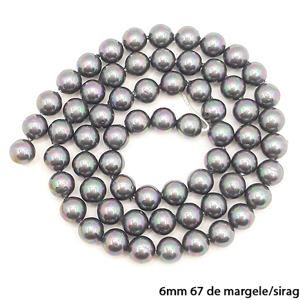 Margele perle tip Majorica negre cu irizatii 6mm sirag 40cm