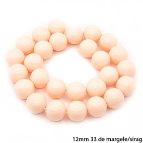 Margele perle tip Majorica nude mat 12mm sirag 40cm