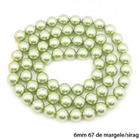 Margele perle tip Majorica verde fistic 6mm sirag 40cm