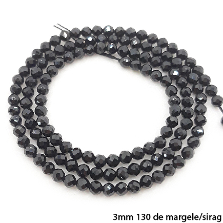 Spinel negru sferic fatetat 3mm margele sirag 38cm