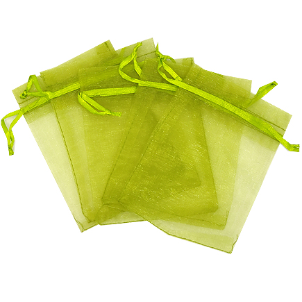 Saculeti organza verde oliv 12x9cm