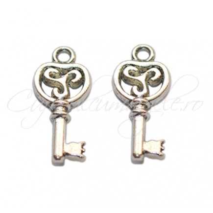 Charm argintiu cheie 20x10mm