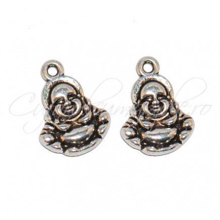 Charm argintiu Buddha 18x14mm