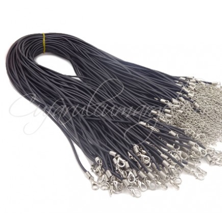 Baza colier silicon negru gros 2mm lung 45cm