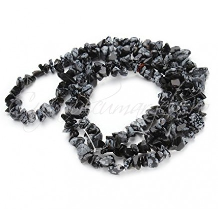 Obsidian snowflake chips 5-8mm sirag 90cm