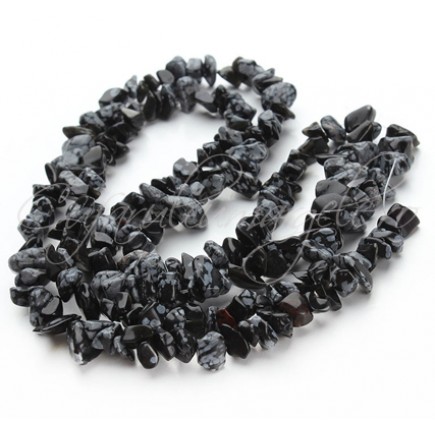 Obsidian snowflake chips 5-8mm sirag 90cm