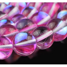 Margele licurici cristal lucios sferic alb roz 10mm