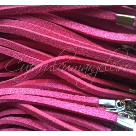 Baza colier faux suede fucsia sclipici 45cm