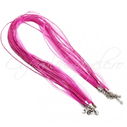 Baza colier organza bumbac cerat fucsia 45 cm