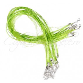 Baza colier organza bumbac cerat verde crud 45 cm