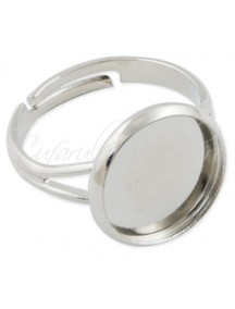 Cadru inel alb argintiu cabochon rotund 12mm prindere adeziv