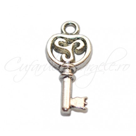 Charm argintiu cheie 20x10mm