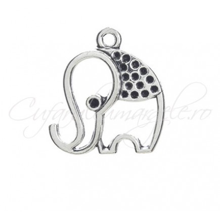 Charm argintiu elefant 24x20mm