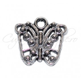 Charm argintiu fluture 15x15 mm