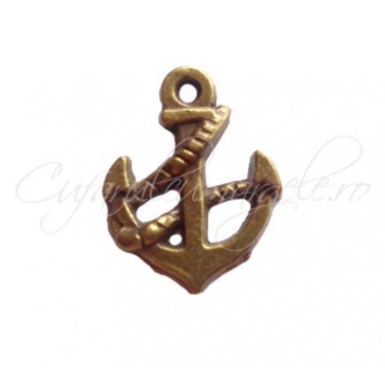 Charm bronz ancora cu lant 20x15 mm