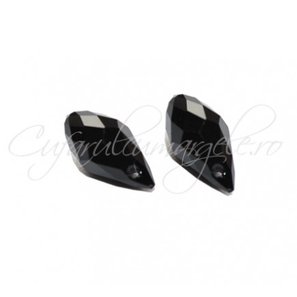 Cristale briolette negru 13x6 mm