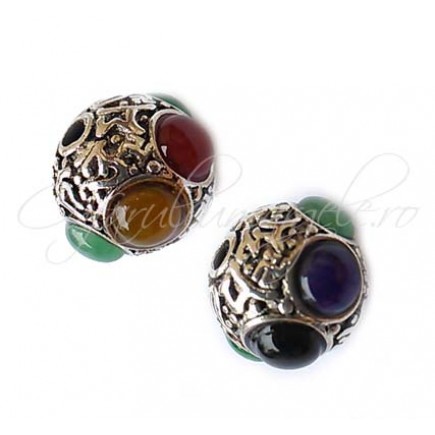 Margele argint tibetan cu cabochon 16mm