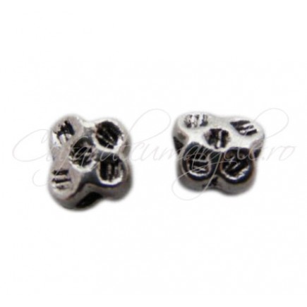 Margele metalice argintii spacer fluture 6x7x4 mm