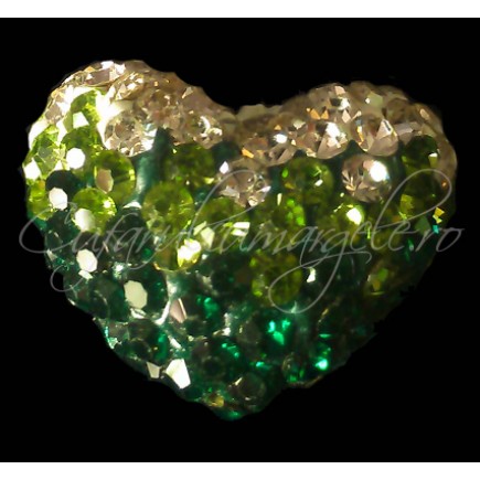 Pandantiv shamballa inima alb verde 20x16x12mm