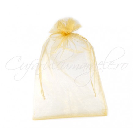 Saculeti organza galben pai 14x10cm